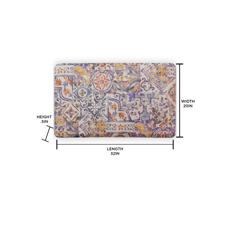 Cauley Abstract Water Resistant Anti-Fatigue Non-Skid Kitchen Mat, Rectangle 1'8" x 2'8"