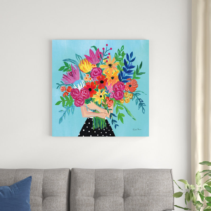«A Bunch of Flowers II» par Farida Zaman - peinture sur toile tendue, H 30 po x l 30 po