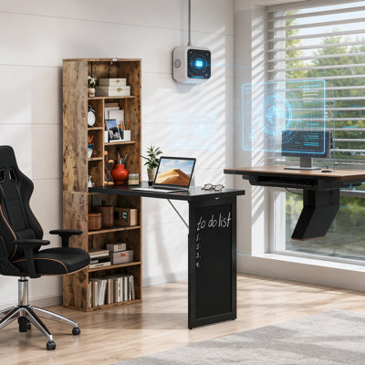 Computer Desk,Fold-out Convertible Home Office Desk