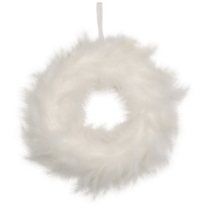 Two-Tone Feathers Christmas Wreath - 14.5" - Unlit, Winter White