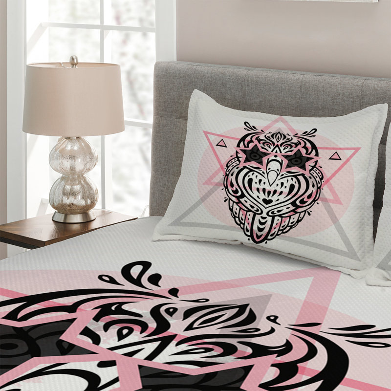 Owl Polyester Coverlet, King Bedspread + 2 Shams