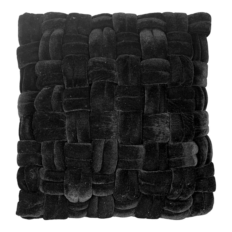 Coussin décoratif en velours Pj, Noir