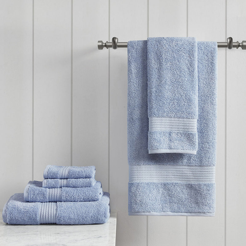 6 Piece Cotton Towel Set, Blue