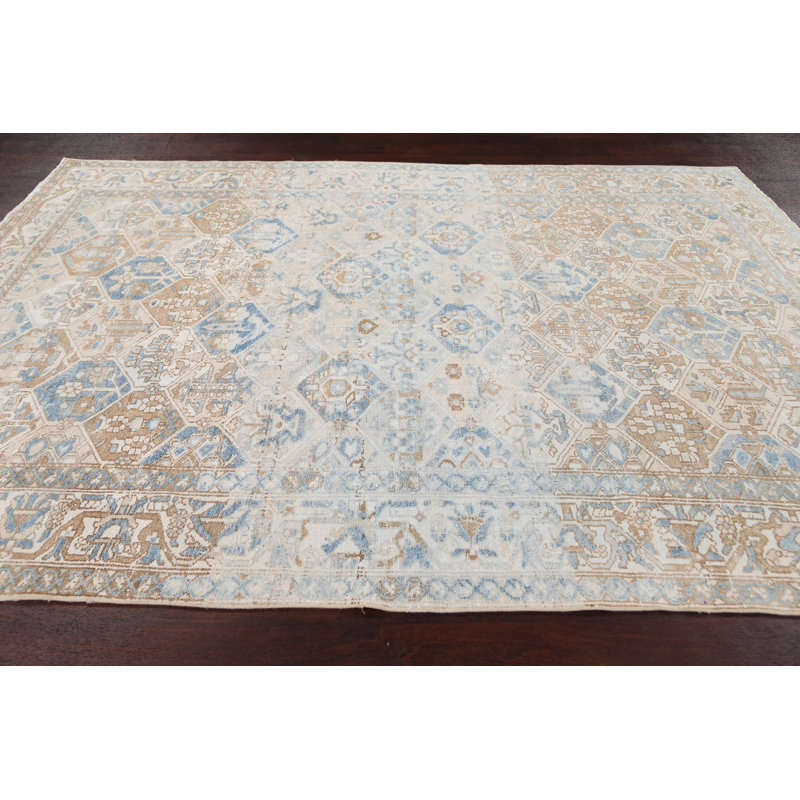 Tapis de la laine beige 9 pi 5 po x 13 pi 7 po one-of-kind à la main noué la années 1950 : bakhtiari