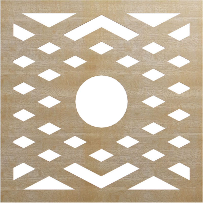 Médaillon de plafond à chevrons, H 34 po x l 34 po x P 0,38 po, Bouleau