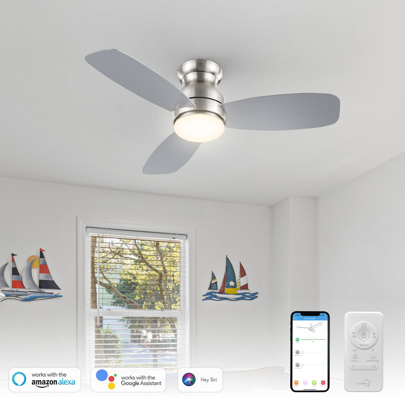 44"   Smart DC Ceiling Fan with light, Remote control, Chrome