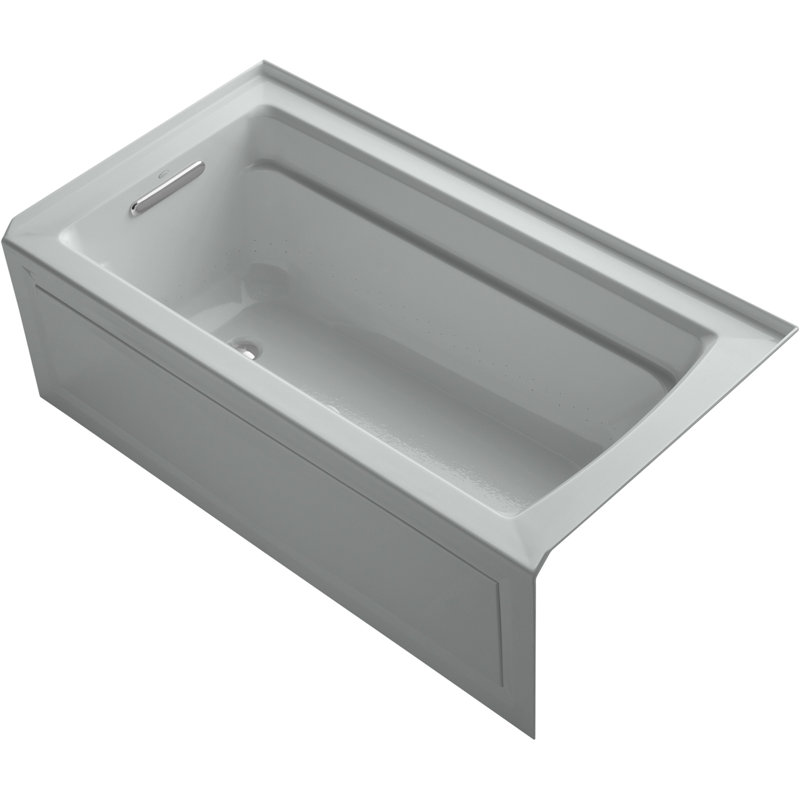 Baignoire en alcôve en acrylique avec chauffe-eau 60 po x 32 po Archer®, Gris glacial, Gauche