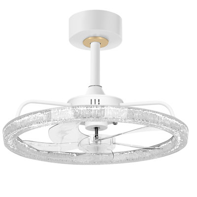 20 In. Indoor Smart White Ceiling Fan With Lights For Bedroom, 6- Speed 3 Color Ceiling Fan With Remote & Downrod
