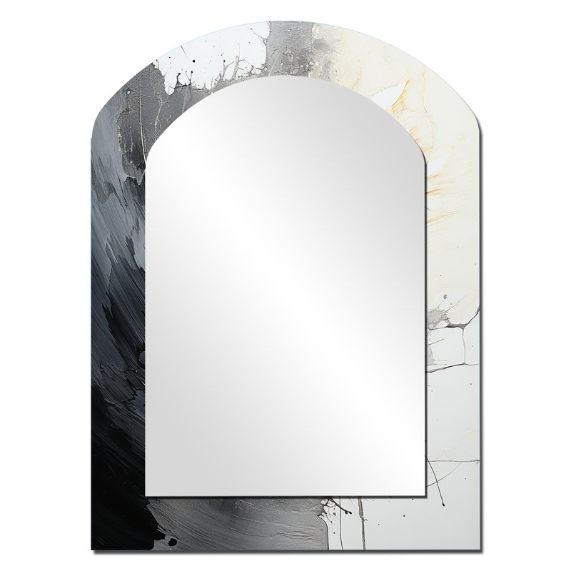 Contraste harmonie II - miroir décoratif asymétrique abstrait spirales abstraites, 34 po x 25 po