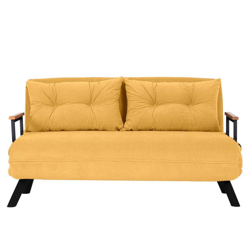 Thrugun 2 Seater Clic Clac Sofa Bed, Mustard