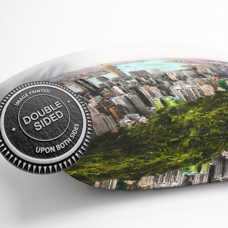 Hong Kong Skyline Painting Cushion with Filling, 40cm H x 40cm W x 15cm D