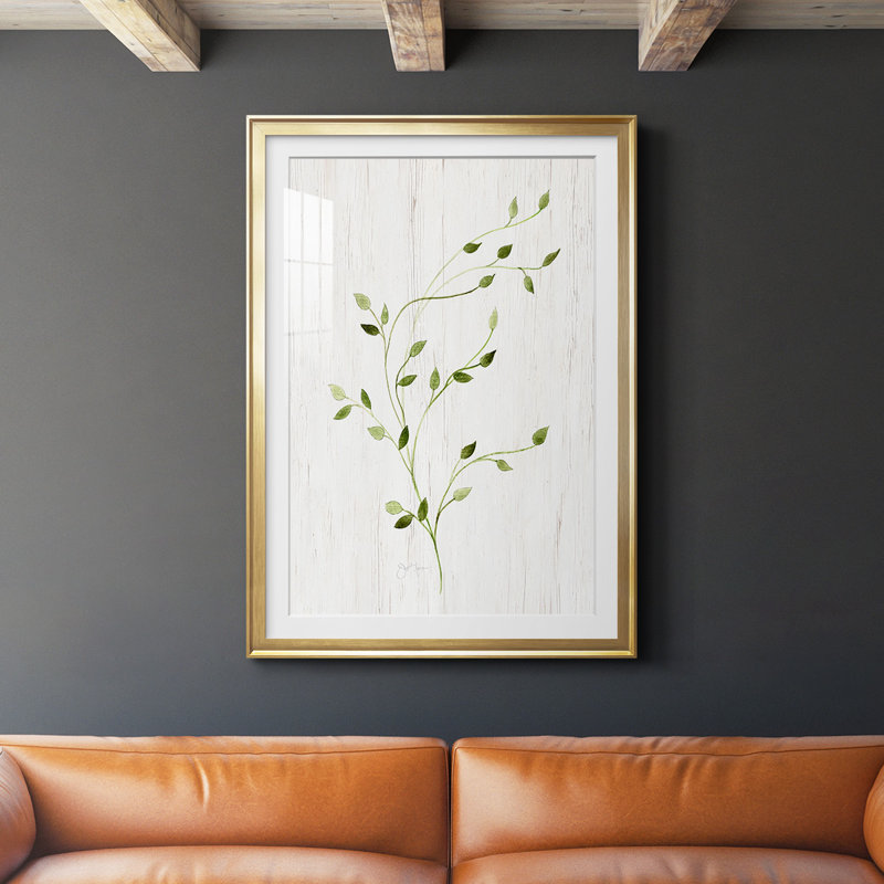 «Windblown Leaves I», reproduction encadrée de qualité supérieure - prête à être accrochée, Cadre doré