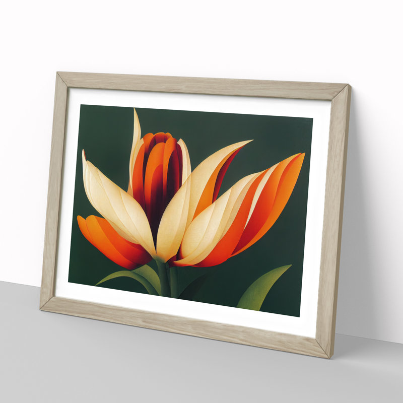 Bright Flower - Single Picture Frame Print, 25cm H x 34cm W x 2cm D, Oak Framed