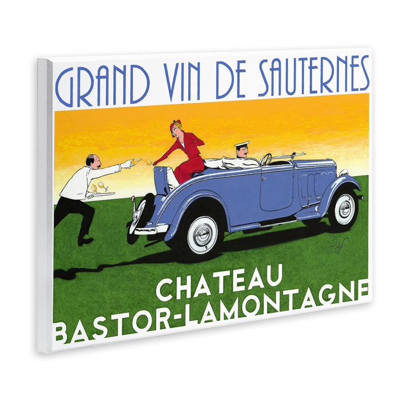 Art antique de voiture antique avec vin, design par Jean-Pierre Got, H 10 po x l 15 po