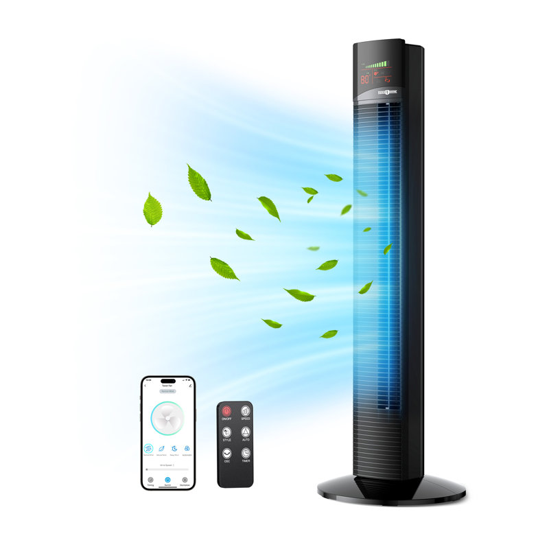 Tower Fan, Standing Oscillating Fan With Remote, 3 Speeds, 3 Modes, 12-hour Timer