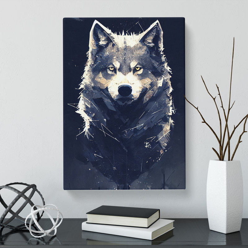 CAN-V0523-2917X Wolf Painting - Wrapped Canvas Print, 50cm H x 35cm W