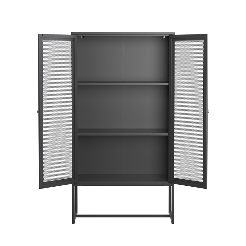 Bentley 59.11-inch Black Two Door Metal Storage Cabinet with Mesh Doors