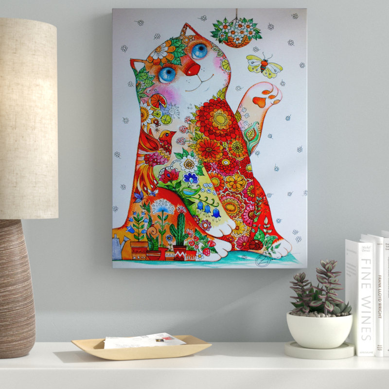 «Bucolique chat» par Oxana Ziaka, impression sur toile tendue, H 47 po x l 35 po