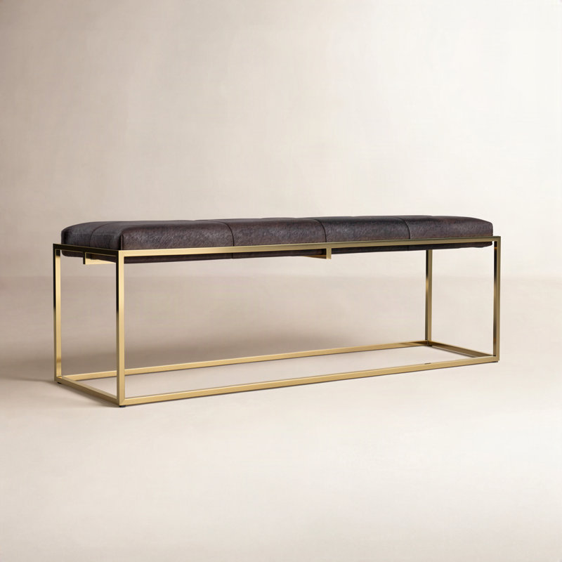 Versa Genuine Leather Upholstered Bench, Espresso/Solid Color