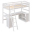 Lit mezzanine avec tiroirs, armoire, tablettes et bureau, lit mezzanine en bois avec bureau