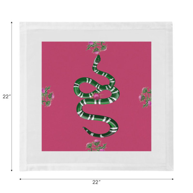 Thistle And Snake Cotton Sateen Dinner Napkins, Pink