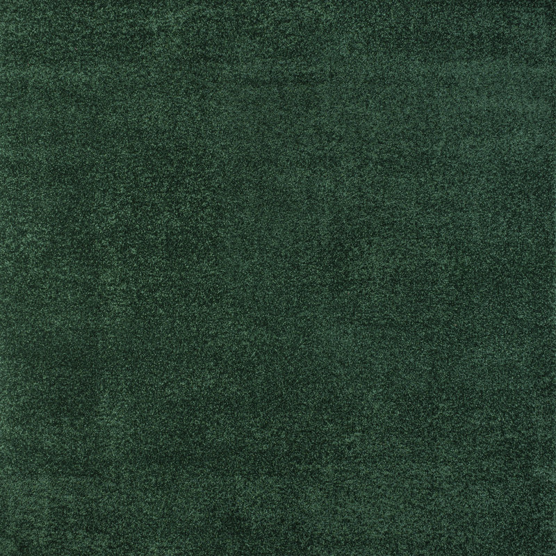 Asahi Solid Low-Pile Emerald Rug, Square 6'2"