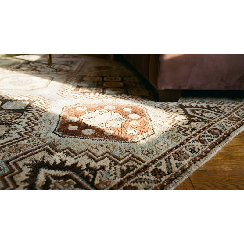 Antique Baku Caucasian Geometric Knotted Rug