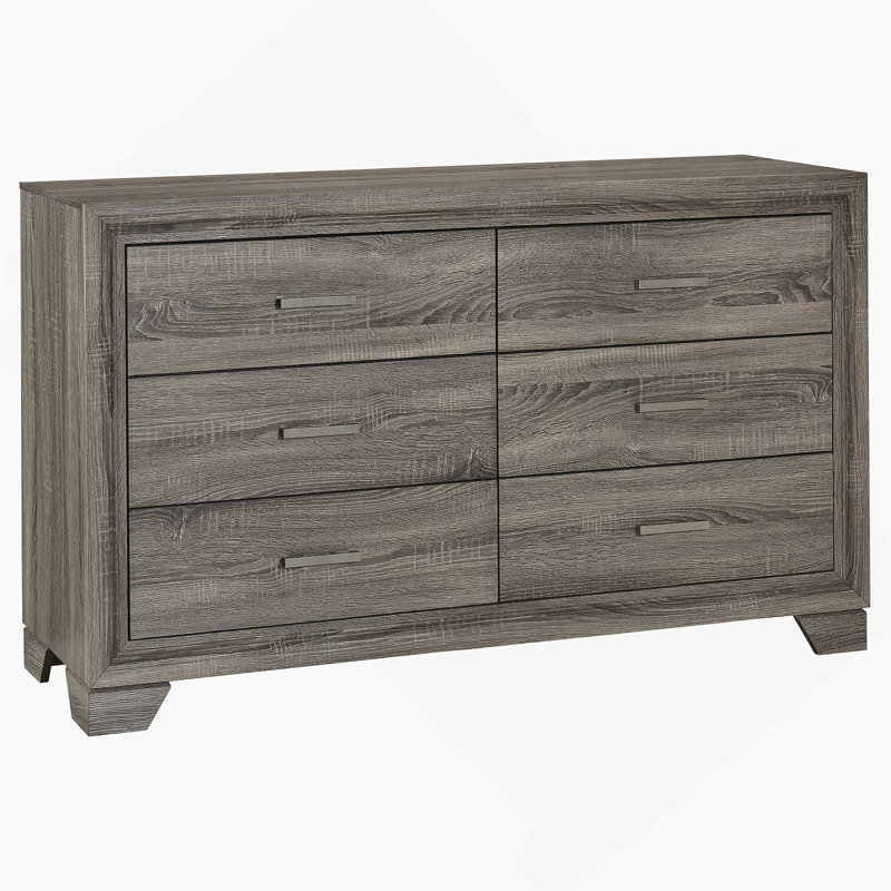 Commode 6 tiroirs en chêne brun