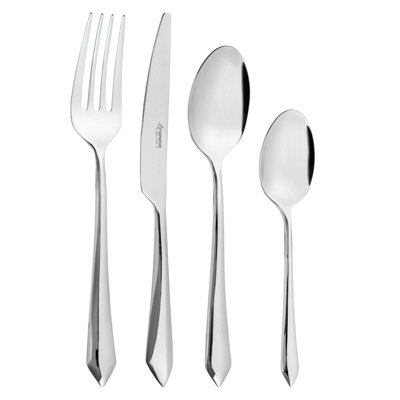 Grunwerg Prism 24 Piece Cutlery Set for 6 People, 18/10 Stainless Steel