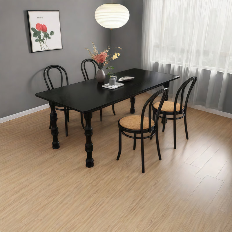 Black Rectangular Solid Wood Dining Table, 29.5" H x 63" L x 27.6" W