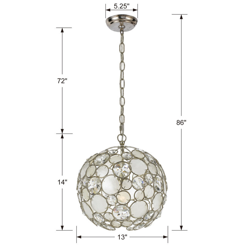Fonville 1 - Light Globe Pendant, Small, Antique Silver