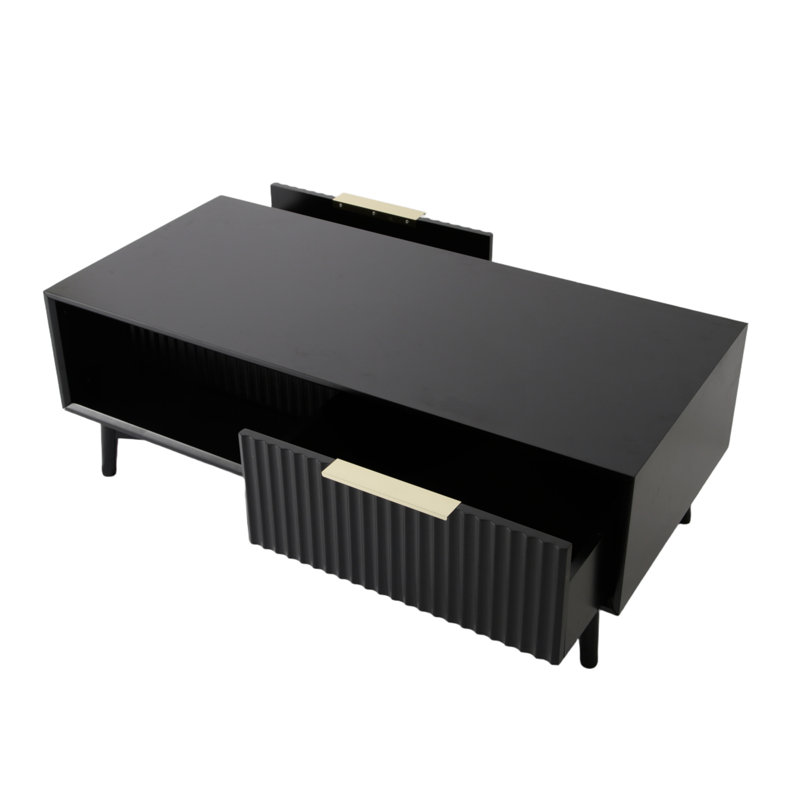 Four Leg Coffee Table with Storage, Black
