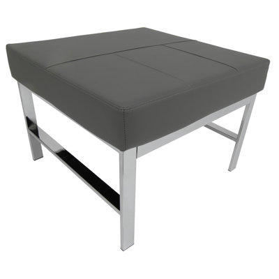 Atlas Modern Chrome and Leather Ottoman