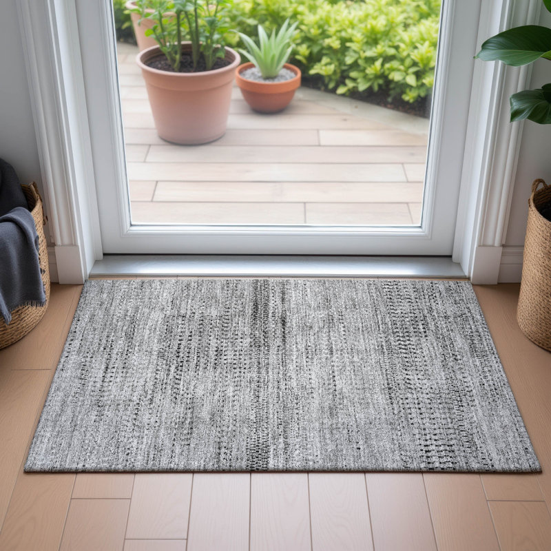 Machine Washable Indoor/Outdoor Orlando ACN2137 Striped Rug, Rectangle 1'8" x 2'6"