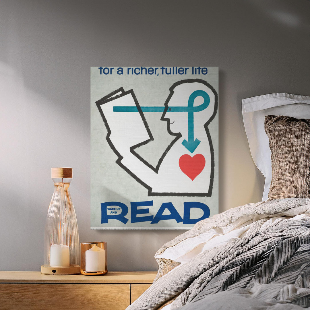 Read Canvas Wall Art, Library Week Poster Print, Vintage Book Lover Gift, Modern Home Decor, Gallery Wrapped, Ready to Hang, Archival Print