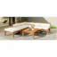 Ensemble de canapé de patio 6 pièces, ensemble de conversation modulaire d'extérieur en bois d'acacia, ensemble de conversation en forme de L, lit de jour convertible avec table à thé, repose-pieds, 5 coussins et coussins