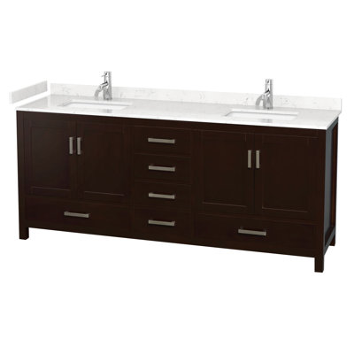 Sheffield 80" Freestanding Double Bathroom Vanity with Cultured Marble Top