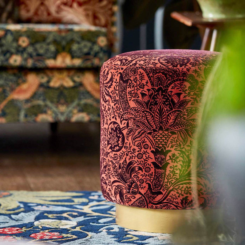 Indian Flock Velvet Fabric, Red