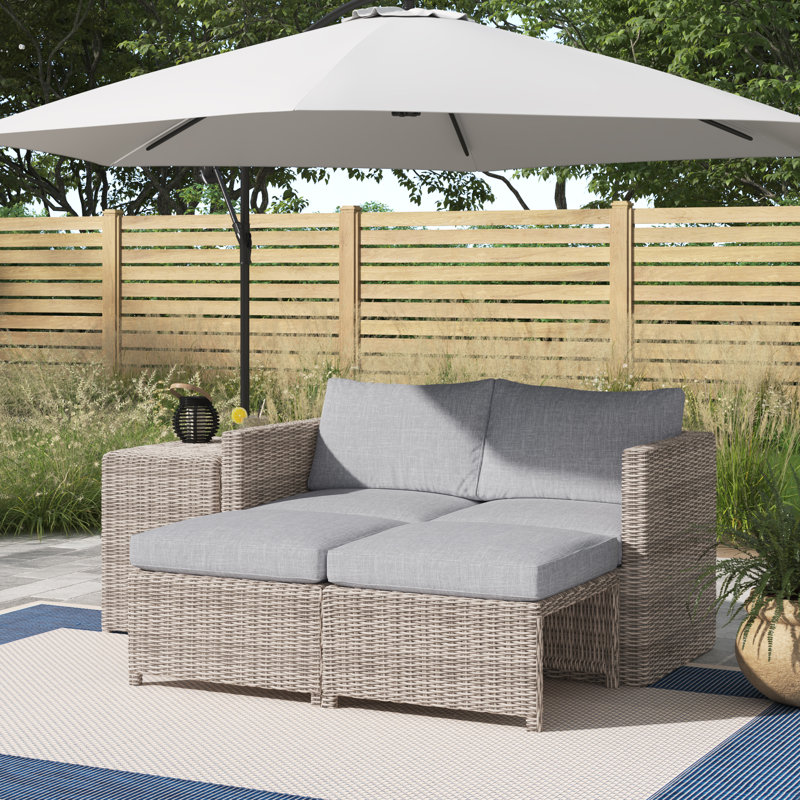 Morland 5 Piece PE Rattan Sectional Seating Group with Cushions, Gray