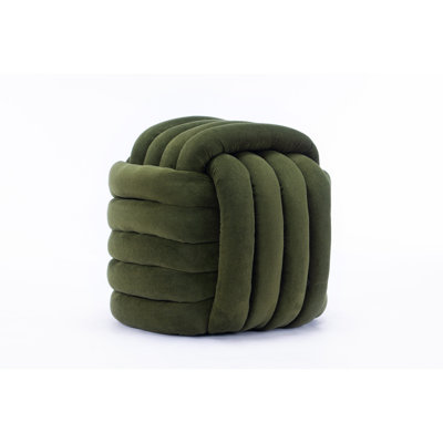 Chenille Fabric Knot Design Ottoman Stool for Living Room or Bedroom