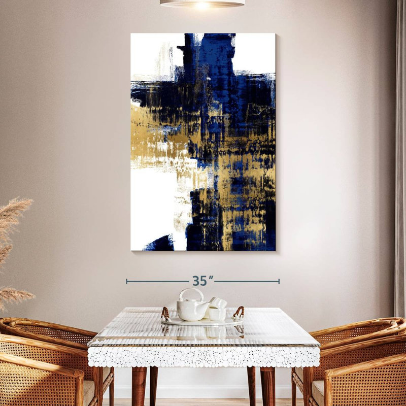 Avery Dynamic Gold On Blue II, 51" H x 34" W