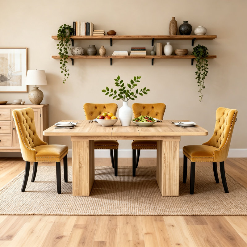 Dining Set, Brown, 5, Yellow