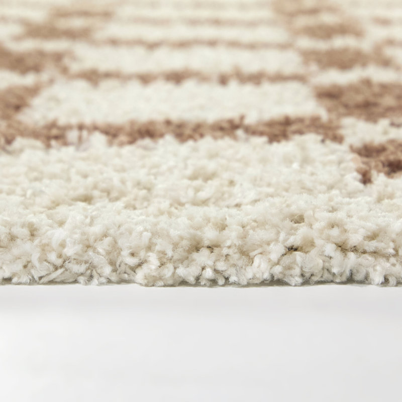 Yingling Tan Trellis Shag Area Rug, Rectangle 7 pi 10 po x 10 pi