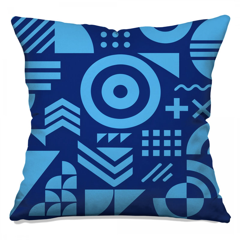 Blue Geometric Shapes Double Sided Throw Pillows, 26 x 26 inches
