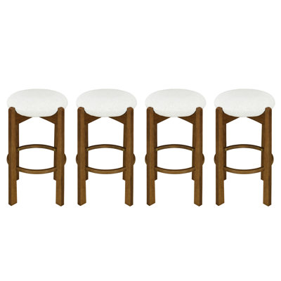 Ensemble de 4 tabourets de bar revêtus en bois Tara