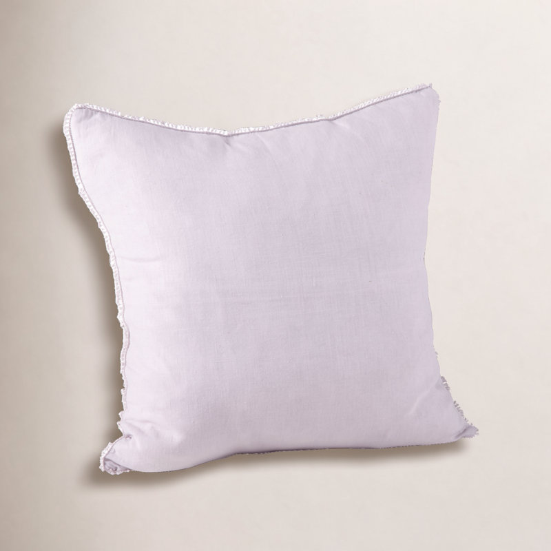 Garter Pom-poms Down Linen Reversible Throw Pillow, Lavender