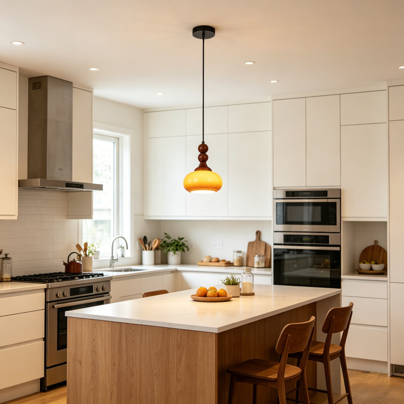 Luminaire suspendu caramel 1 lumière Mid-Century moderne, ampoule E26 chaude incluse