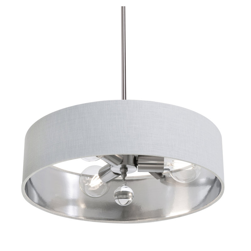 Luminaire suspendu Woodvale - 18 po, Nickel satiné, Blanc / argent