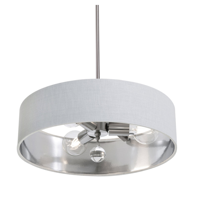 Woodvale Pendant - 18'', White/Silver, Satin Nickel