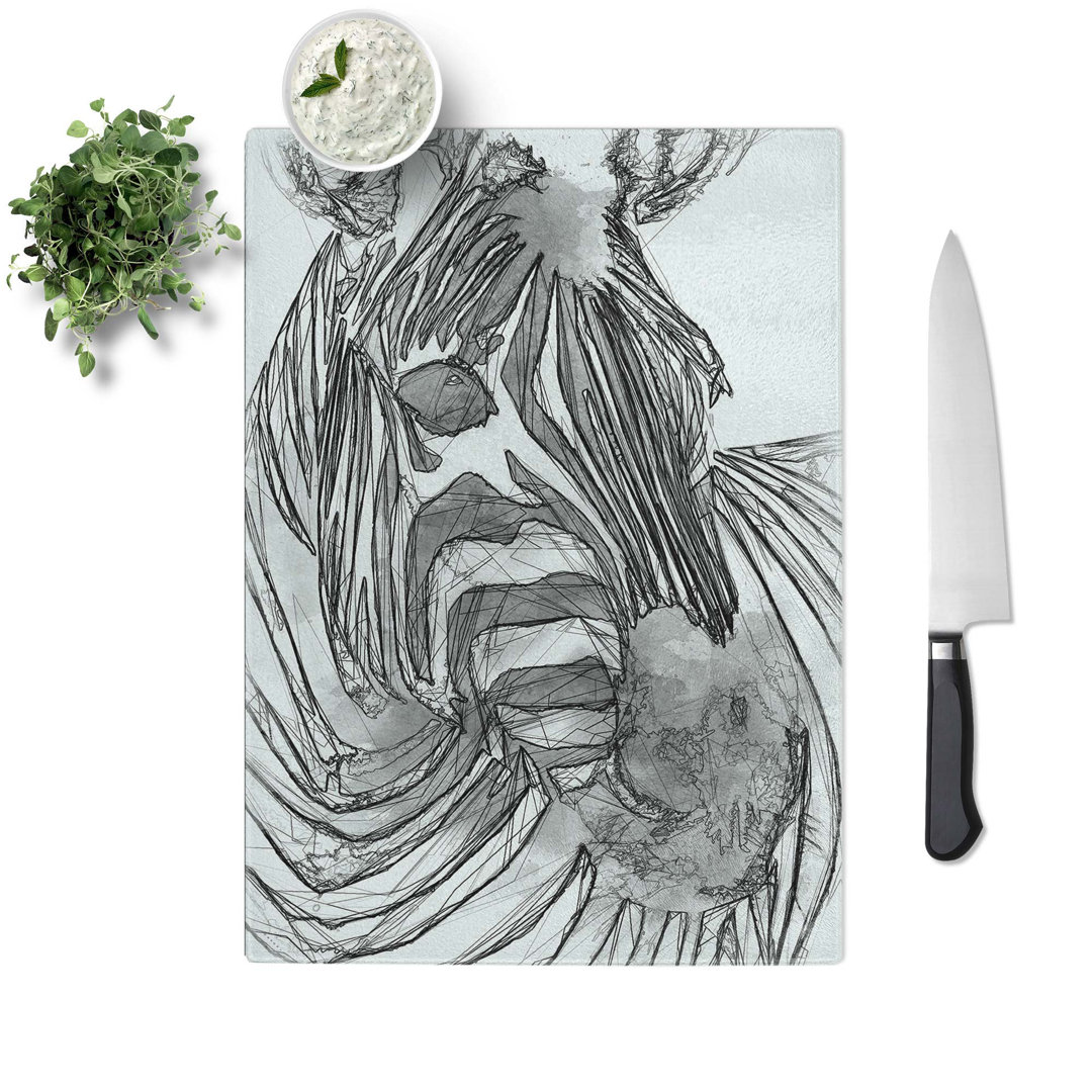 Tempered Glass Sketch of a Zebra Chopping Board